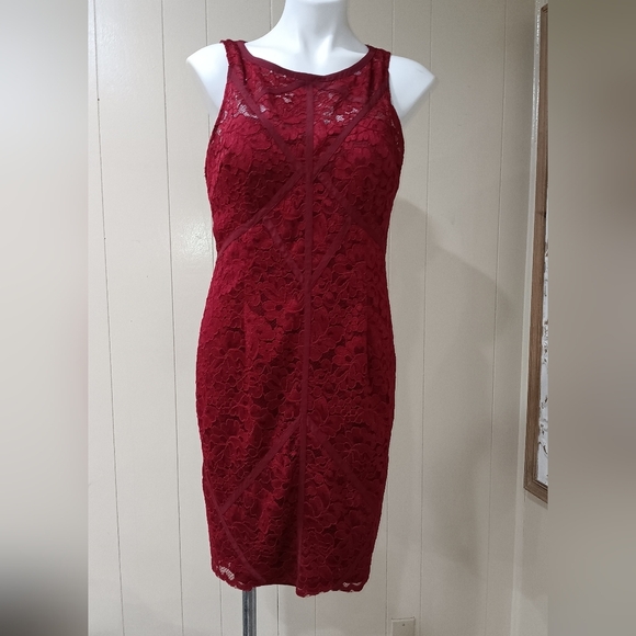 Gorgeous Burgundy Lace Cocktail Dress Sz 12 - Picture 2 of 12